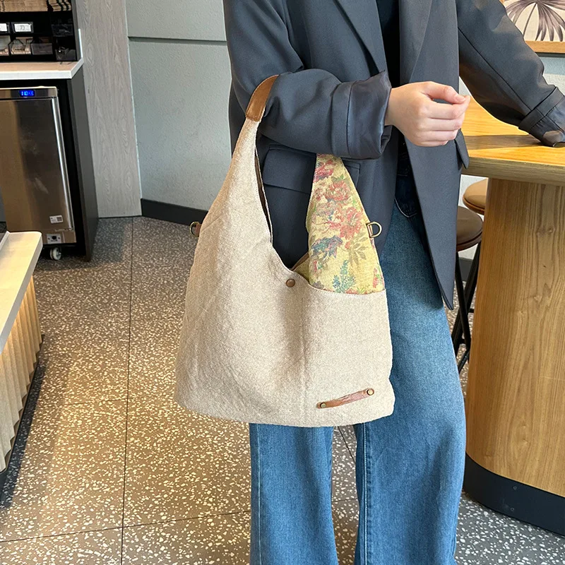

Women Ita Bag Canvas with Cowhide Bolso Mujer 2025 New Women's Handbag Shoulder Messenger Bag Large Capacity Side Bag for Ladies