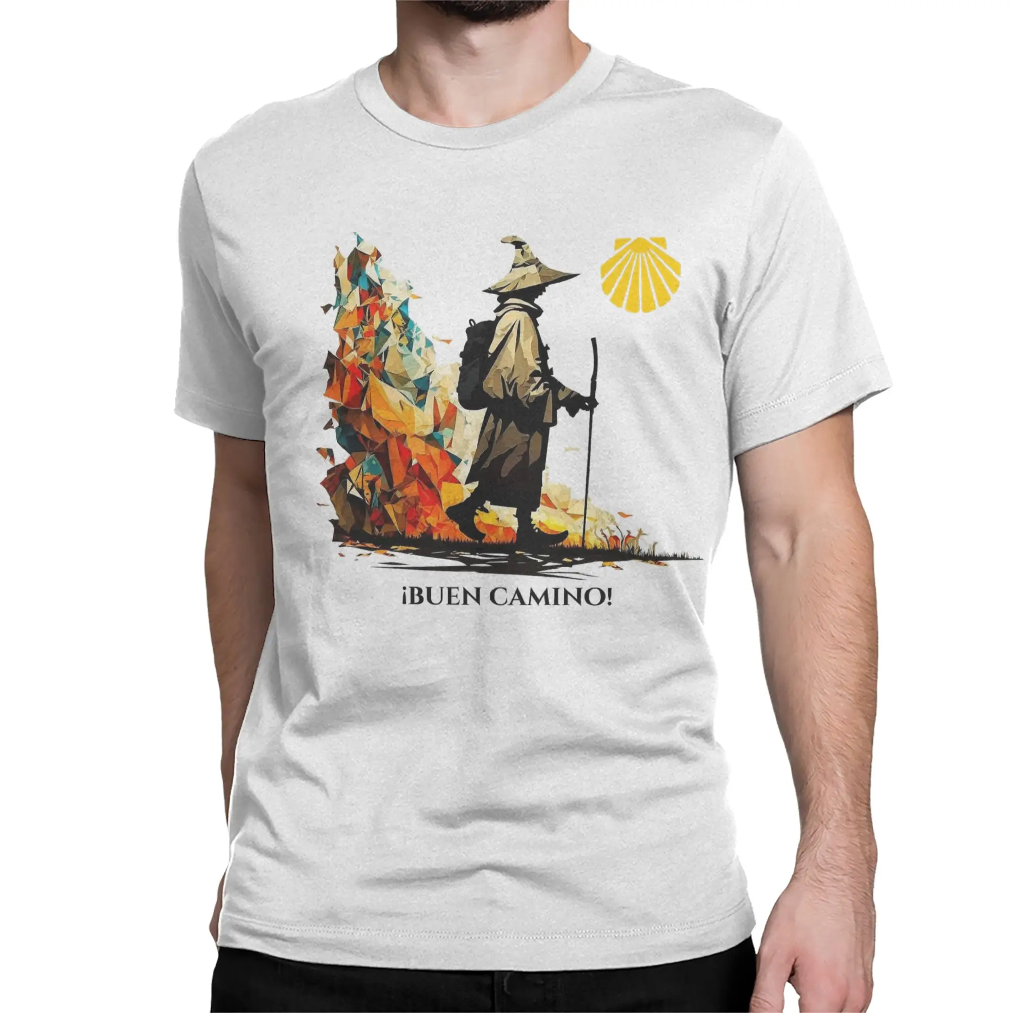 Men Women's T-Shirts El Camino de Santiago Pilgrim Casual Cotton Tees Short Sleeve  T Shirt Round Neck Clothing Graphic Printed