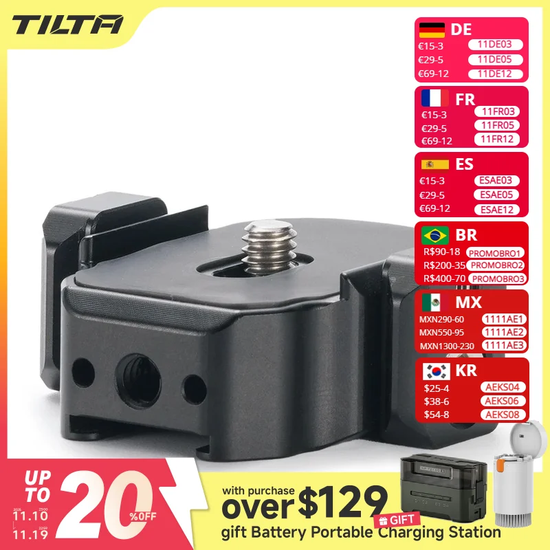 TILTA TGA-BHB Battery Handle Base Accessory Mounting Bracket Compatible with DJI Ronin RS2、RSC2、RS3、RS3 Pro、RS4、RS4 ProGimbal