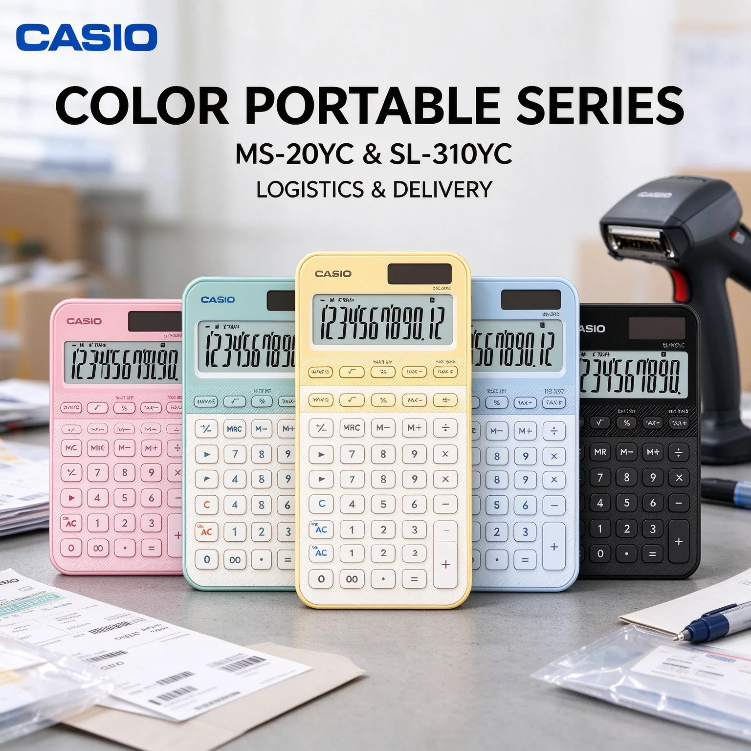 Casio MS20YC SL310YC Portable Office Calculator Dual Power, Memory Keys for Home Finance and Student Daily Math