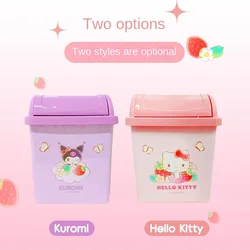 Sanrio kuromi indoor desktop trash can saving box cute cartoon mini clamshell storage bucket home storage anime toys children