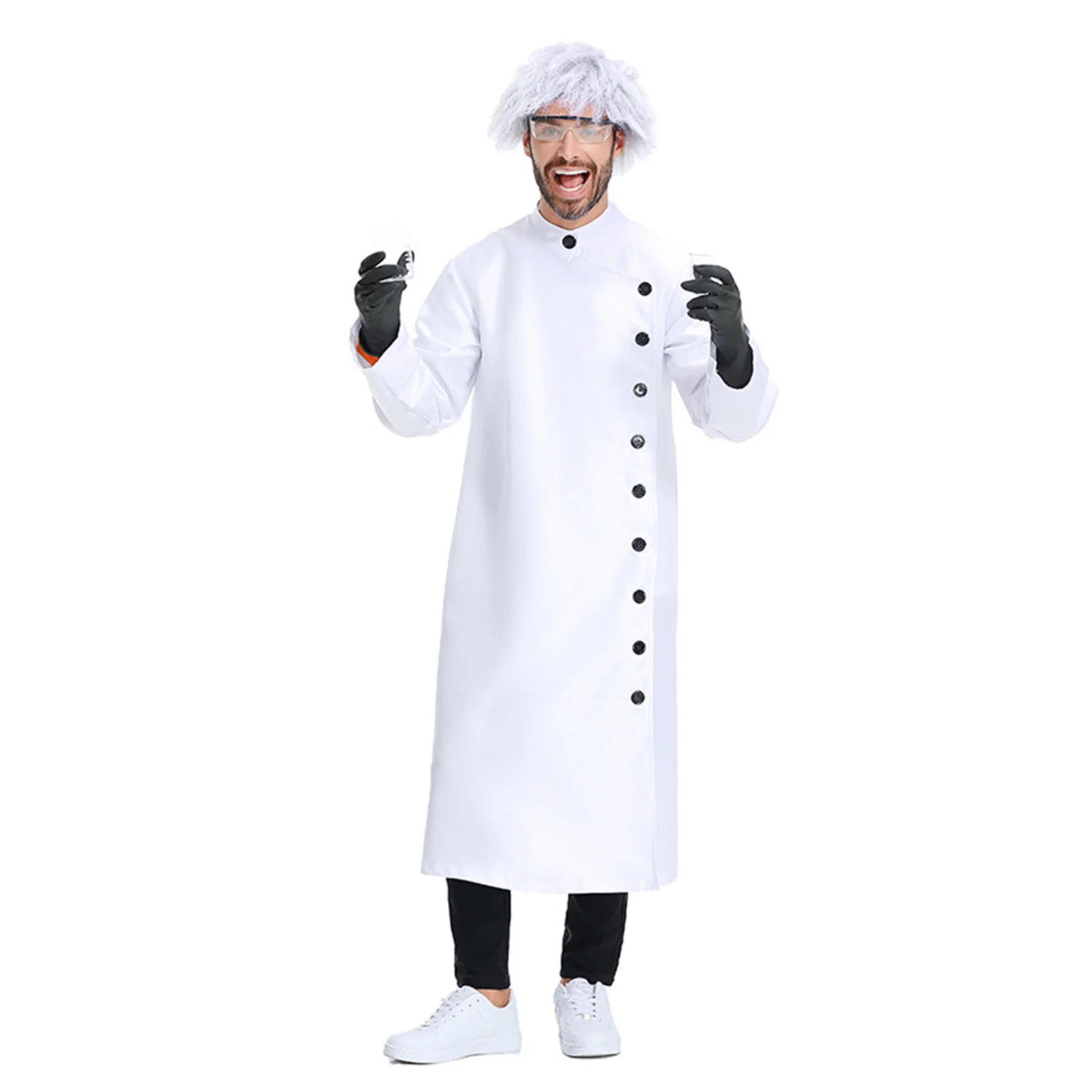 Volwassen Wetenschapper Cosplay Kostuum Halloween Carnaval Kerst Cosplay Feest Kostuums Volledige Set Voor Mannen