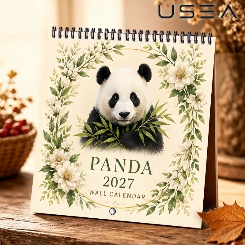 2027 Wall Calendar,12 Month Yearly Organizer with Habit Tracker,Floral Panda Themed ,Ideal Gift for Christmas New Year