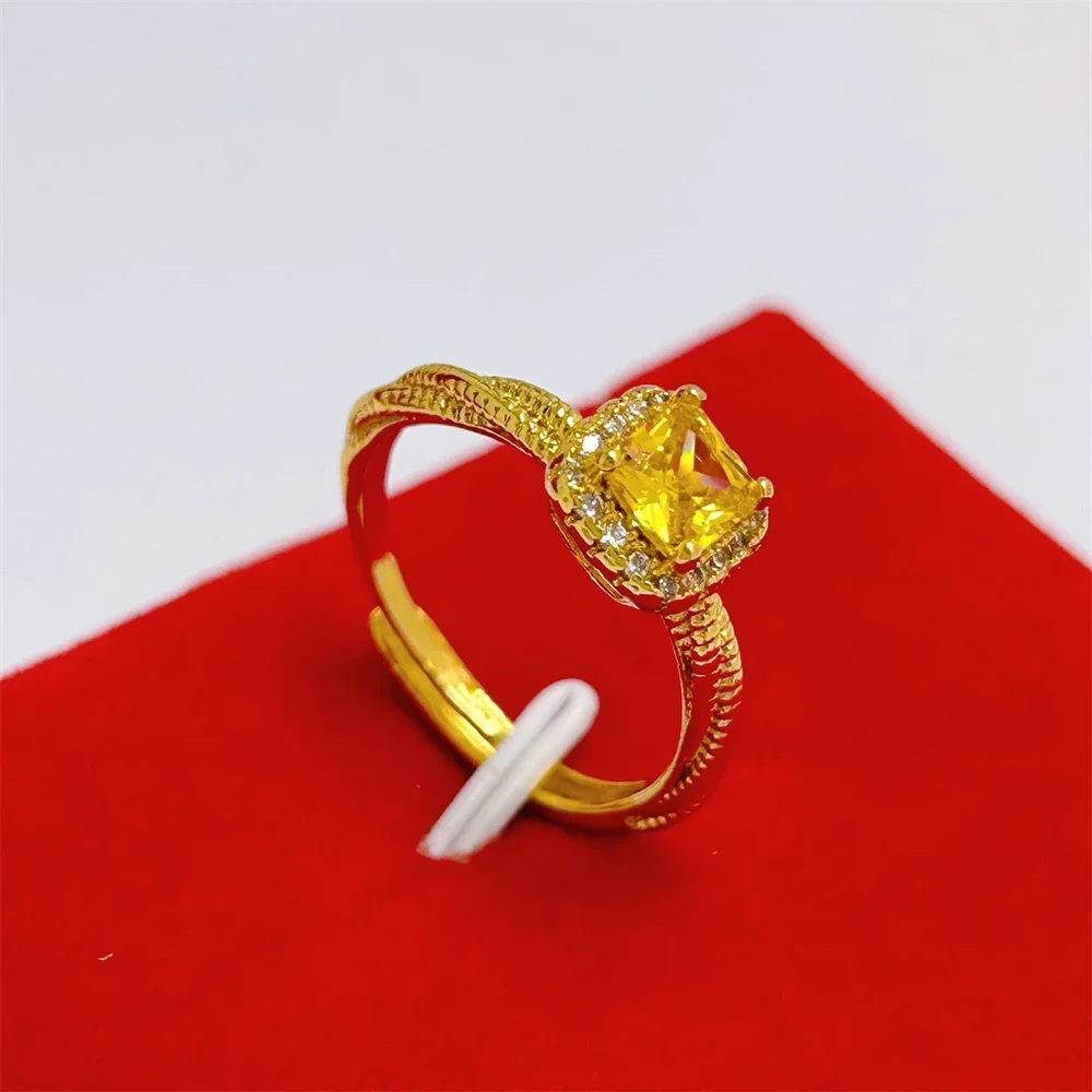 Engagement Rings for Women 24K Gold Plated Bowknot Flower Finger Ring Adjustable Anillos Wedding Band Luxury Dubai Gold Jewelry