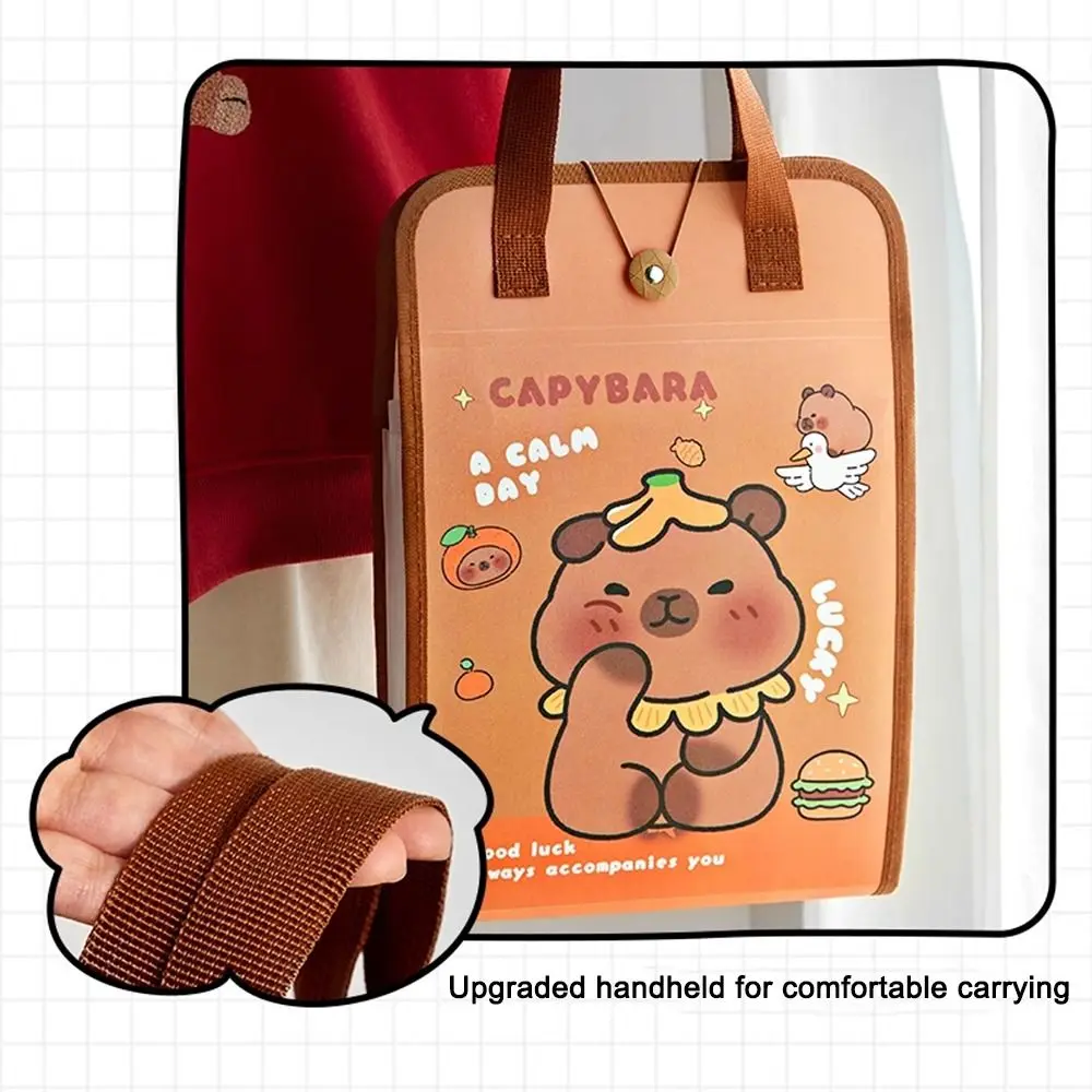 Папка для файлов Cartoon Capibara A4, большая емкость, 13-слойный расширяющийся органайзер-аккордеон, водонепроницаемая сумка для хранения данных