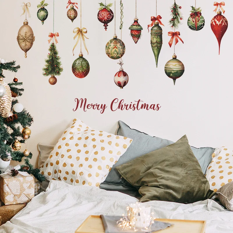 Christmas holiday party hanging colorful balls Bedroom living room home beautification decorative wall stickers self-adhesive