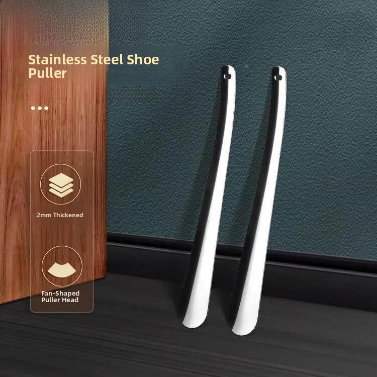 Stainless Steel Long Handle Shoe Horn Metal Shoe Slipper Elderly Pregnant Women Use Convenient Home Portable No Bending Waist