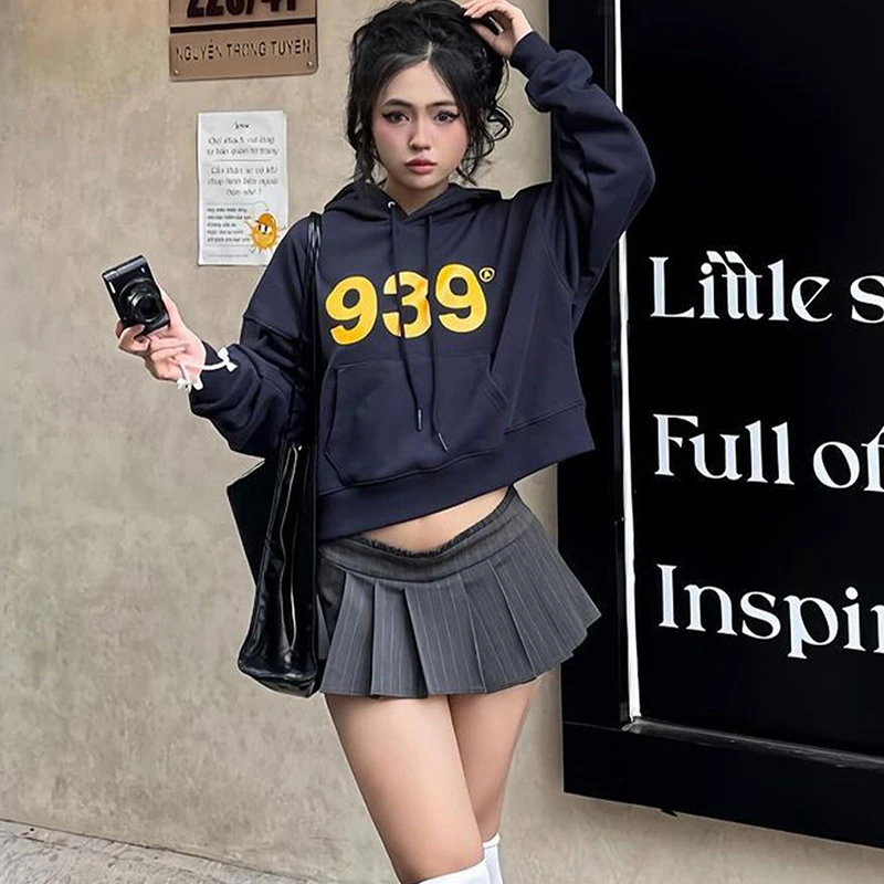 

New Women's Hoodie Top Winter Streetwear Fashion Print Long Sleeves Casual Slim Hoodie Female Versatile Thermal Knitted Clothing