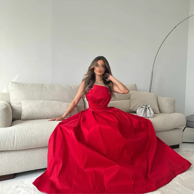 Red formal dress with pockets shop