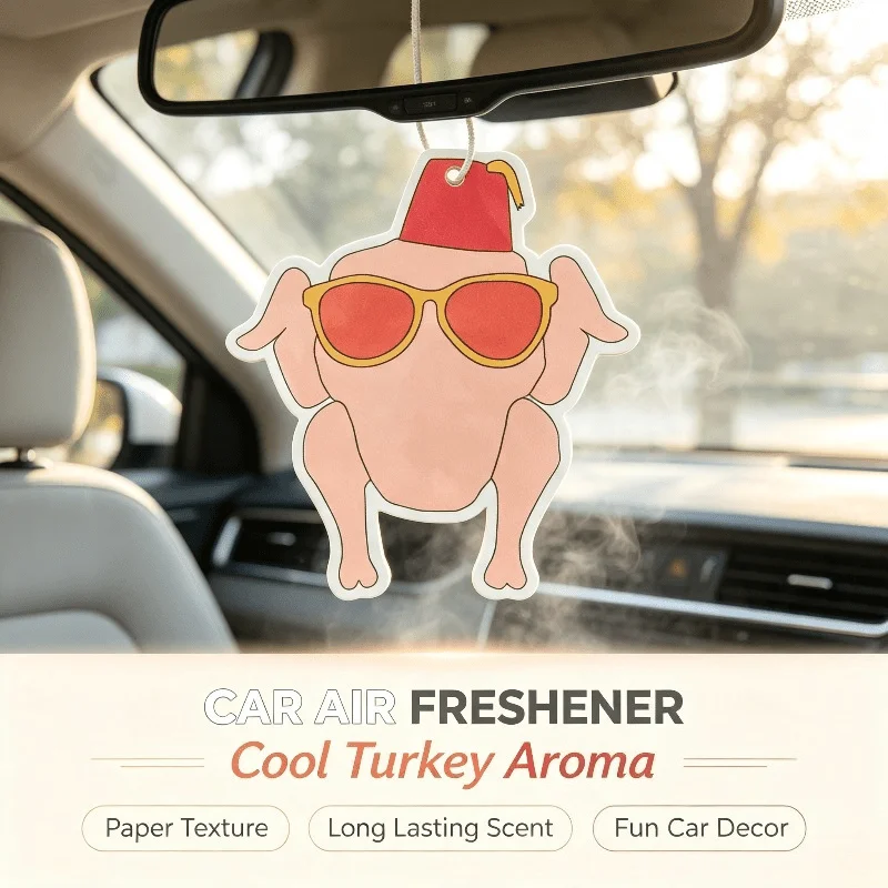 Car Air Freshener Cool Turkey Fun Cartoon Hanging Scent Card for Car Rearview Mirror Decor Ornament Gift