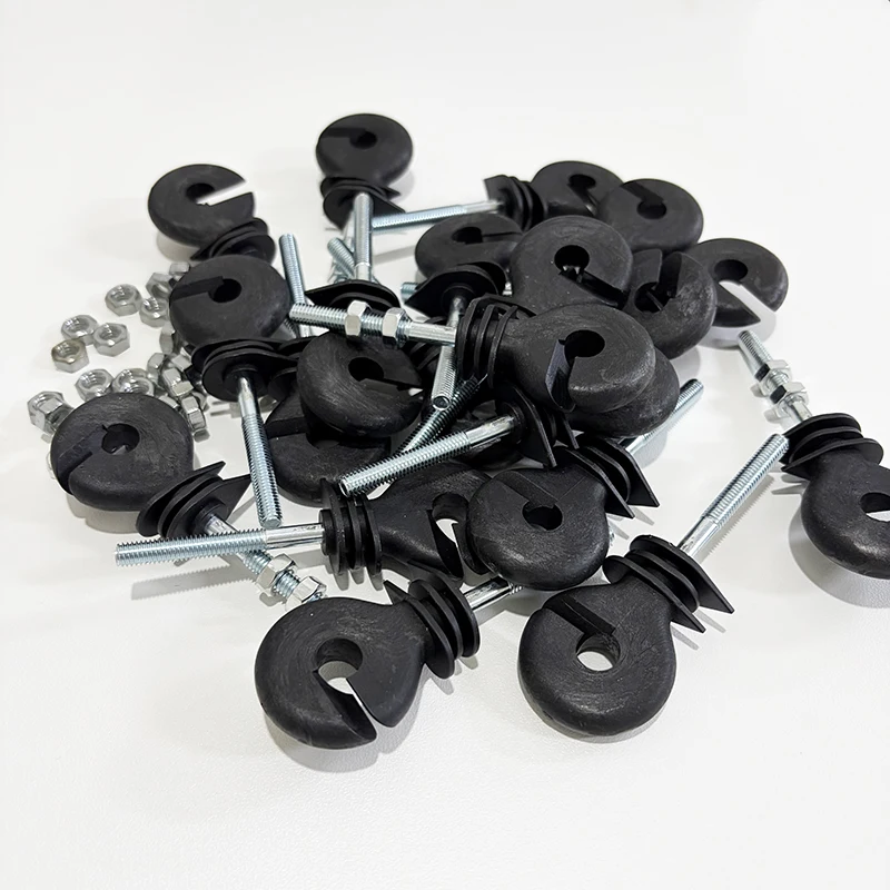 20 Pcs Threaded Electric Fence Insulators Black Flat Nut Ring Metal Post Insulators for Livestock Cattle Horse Farm Fencing Wire view 5
