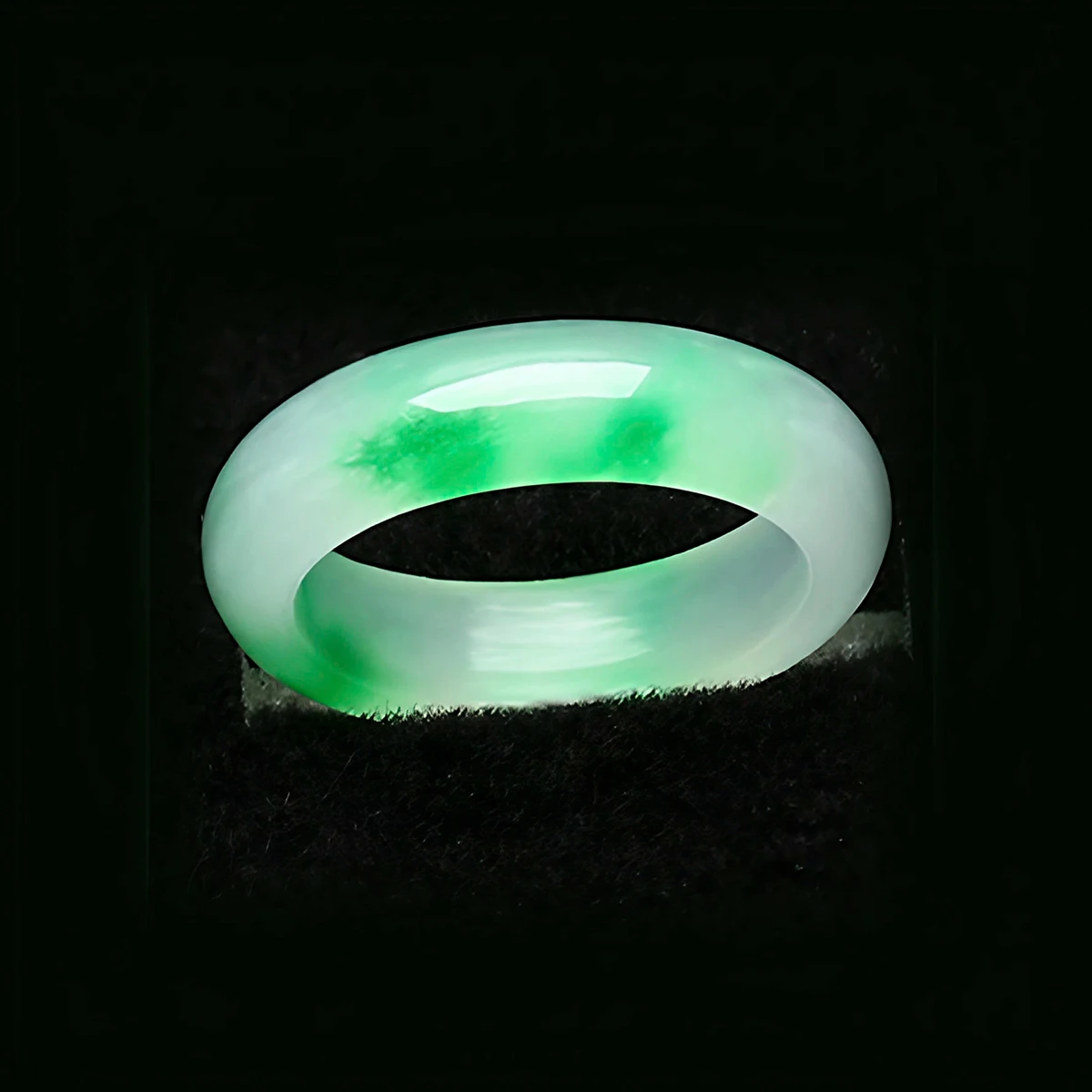 6mm Natural Green Jade Gemstone Ring Plain Fengshui Lucky Wedding Band Thumb Ring Hypoallergenic Jewelry Gift for Her Size 5-12