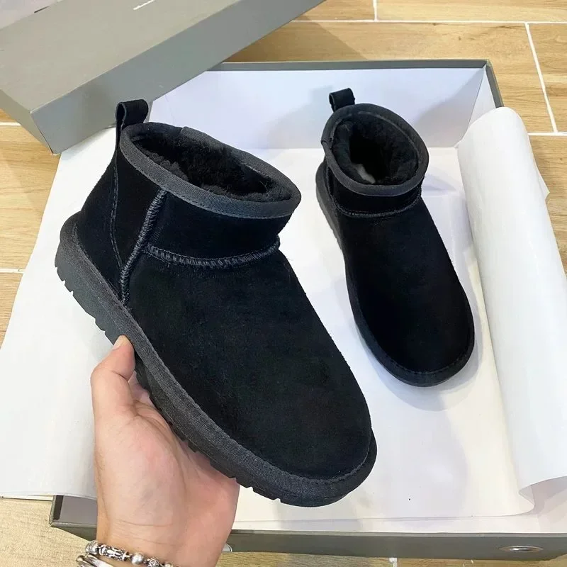 2025 ใหม่ฤดูหนาวPlushรองเท้าข้อเท้าอุ่นสบายรอบToe Suede Design Non-SlipหนาSoled Snow Bootsสบายๆเดินรองเท้า