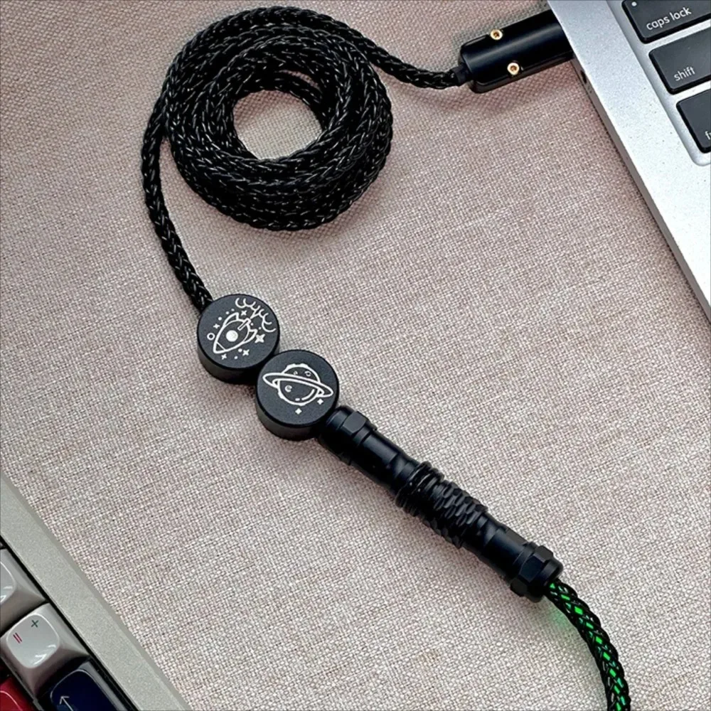 UNKNOWN ERROR RGB Braided Keyboard Cable Single Crystal Copper Aviator Cable RGB Dual Nameplate Starry Sky D06 Type C Cord Gifts