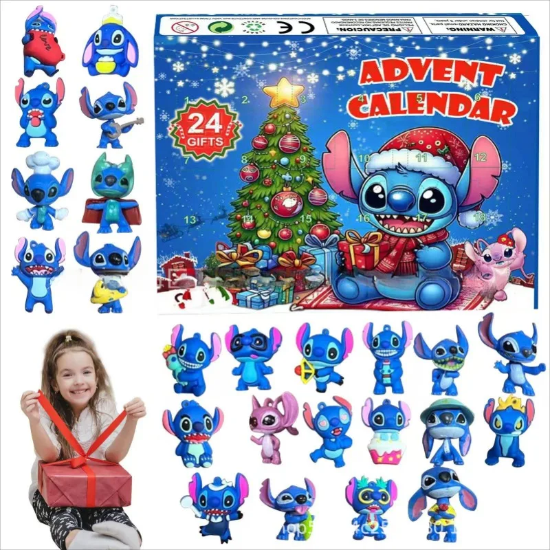 Stitch Christmas Advent Calendar Box Mickey Mouse Blind Box Figure Advent Calendar 24 Day Countdown Calendar Boys Girls Gift