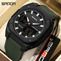 SANDA Watches for Men Luxury Military Sport Chronograph Waterproof Watches Man Dual Display Silicone Strap Reloj Hombre 2025