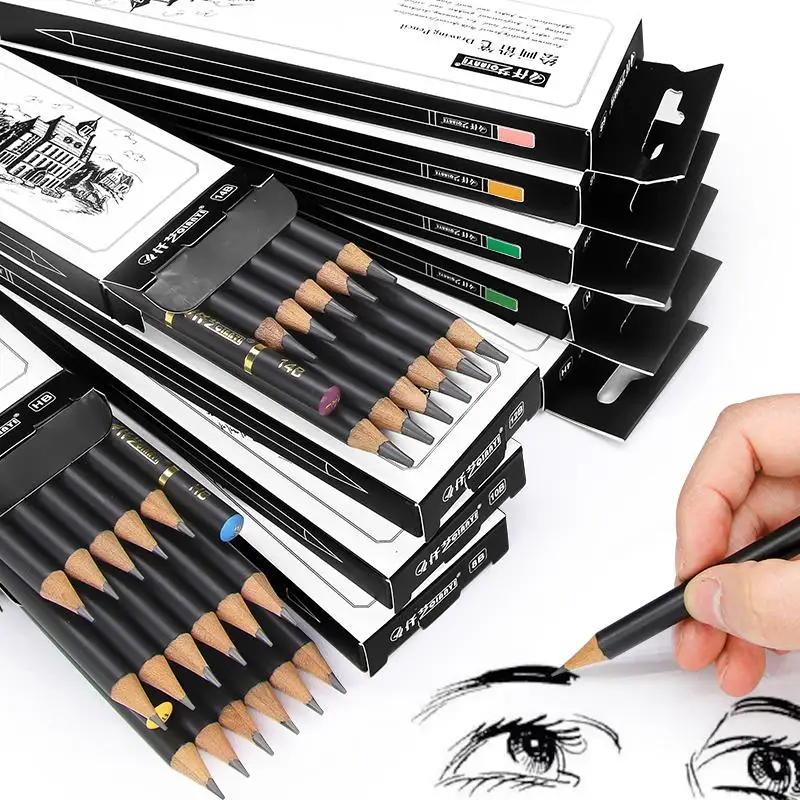 12 pcs/set Professional Sketch Drawing Pencil Set 4H 2H H HB 2B 4B 6B 8B 10B 12B 14B Painting Pencils Stationery Art Supplies