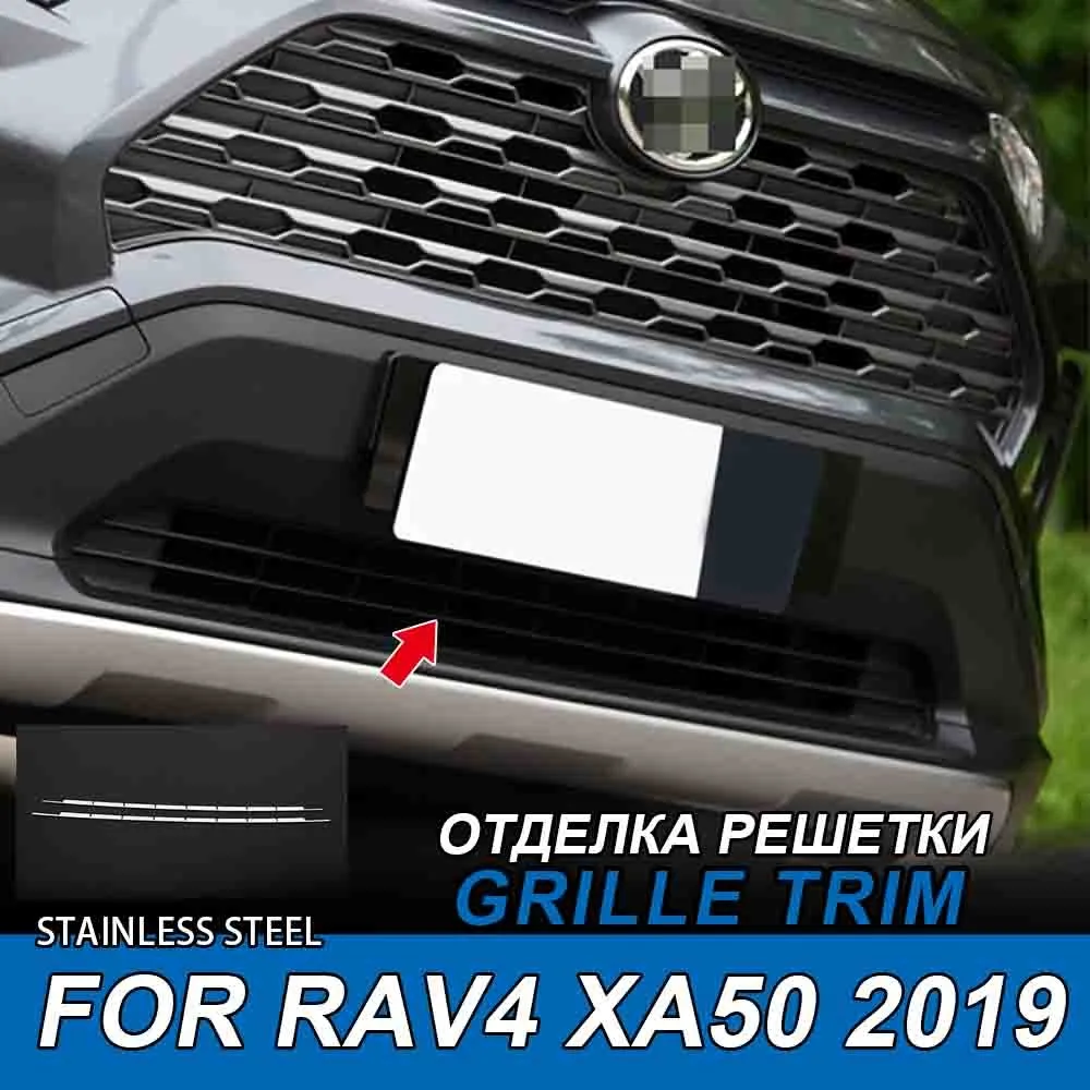 

2pcs Front Bumper Grille Trim For Toyota RAV4 XA50 2019 Stainless Steel Chrome Car Styling Accessories Protector Stickers