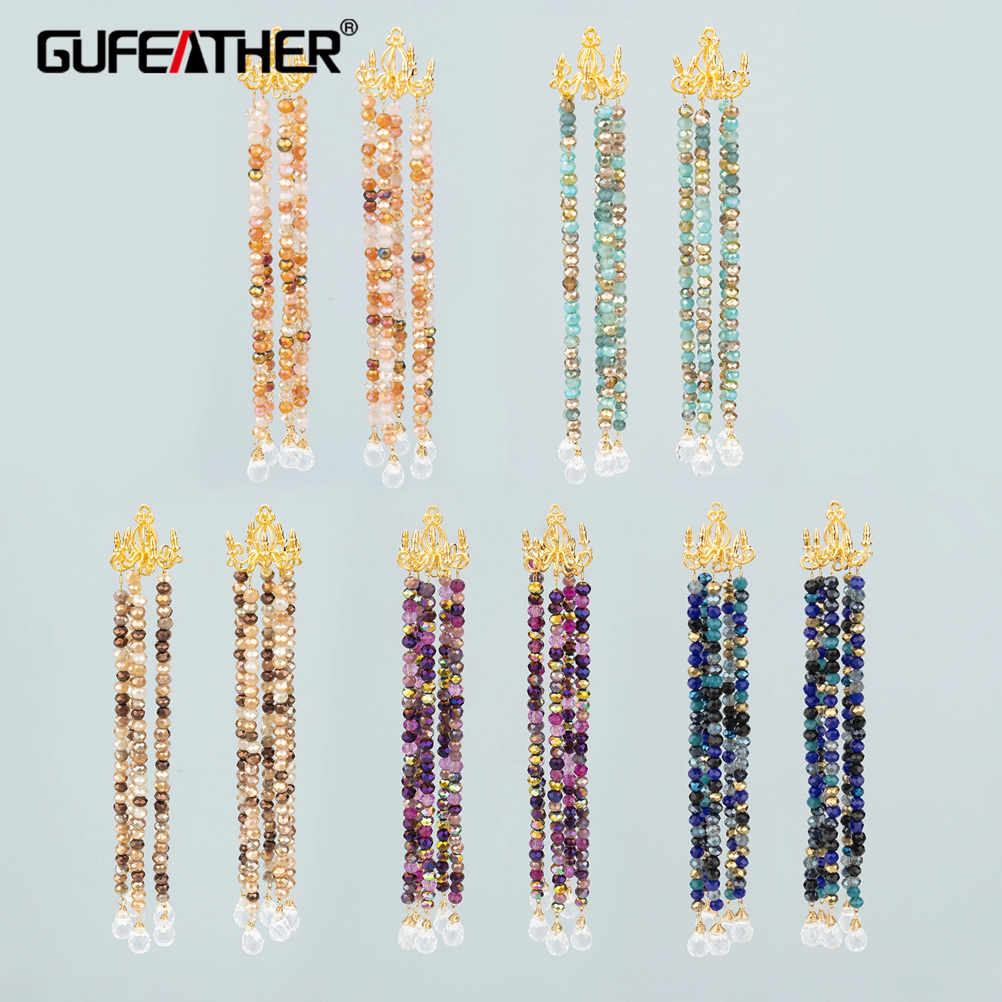 GUFEATHER MF32,jewelry accessories,18k gold plated,copper,crystal,hand made,charms,jewelry making,diy pendants,2pcs/lot