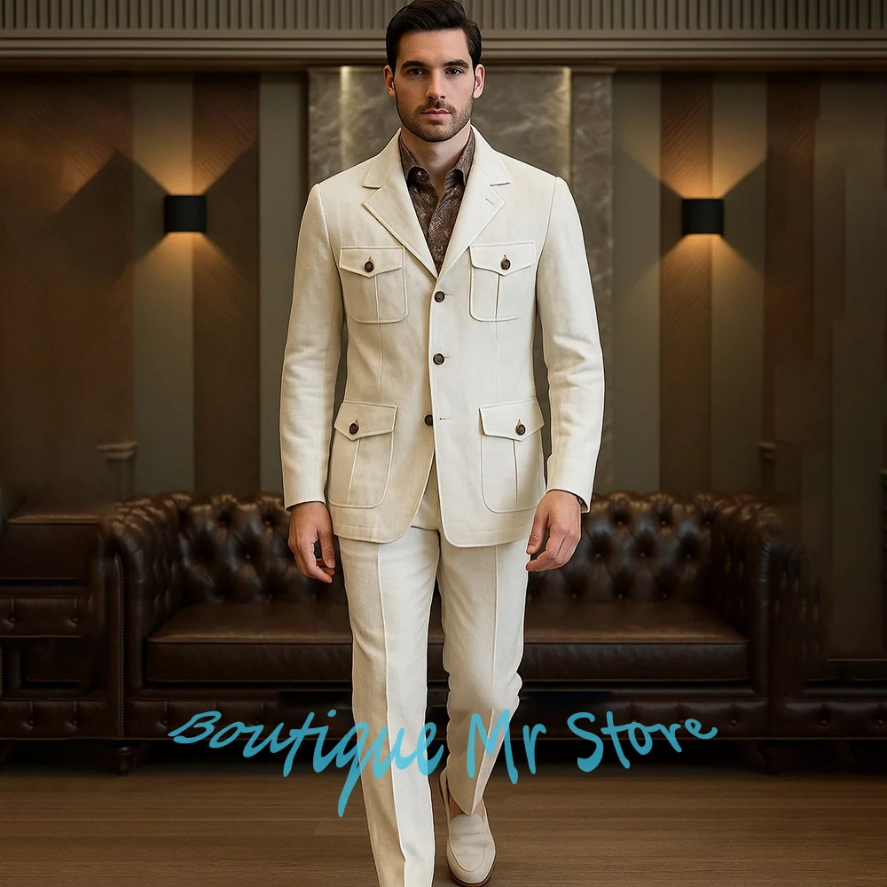 

Умные мужские костюмы, однобортные костюмы с лацканами из 2 предметов (куртка + брюки), мужская официальная одежда для свадебной вечеринки, повседневный повседневный костюм