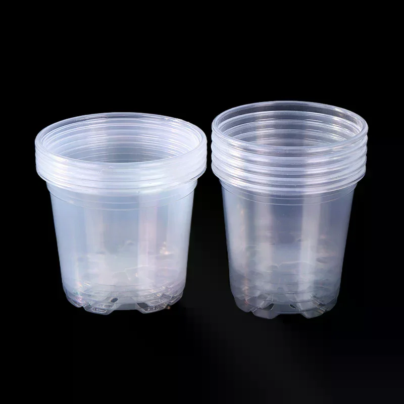5Pcs Transparent Plastic Flowerpot Drainage Hole Pot Gardening Root Growth Visibility For All Plants Water Damage Protection