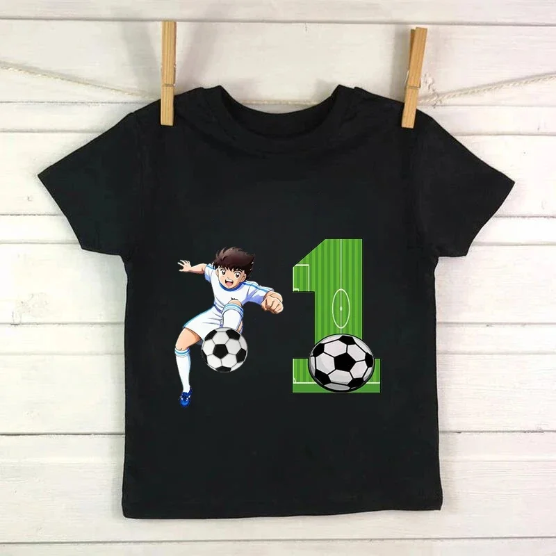 

2024 Football Crown Print Kids TShirt Boys1-9 Number Football Player Design Tees Children Funny Gift Baby Happy Birthday Top