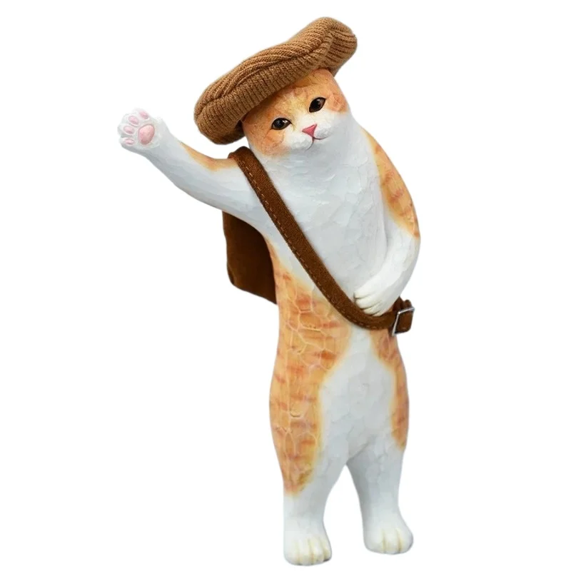 Woodcut cat 4.0 model, beckoning cat simulation model figure tabletop ornament gift