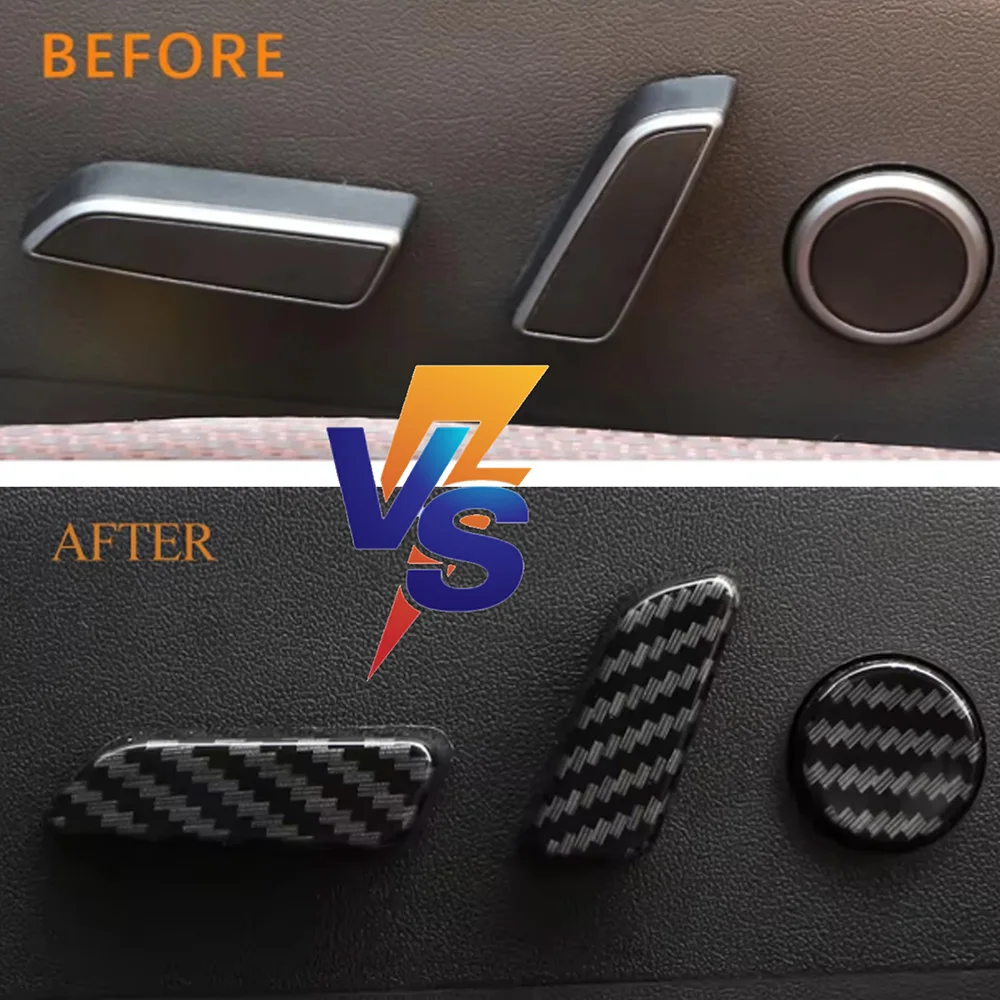 For Tesla Model 3 Model Y Carbon Fiber Auto Accessories 6Pcs/set ABS Car Seat Adjustment Knob Button Switch Cover Trim