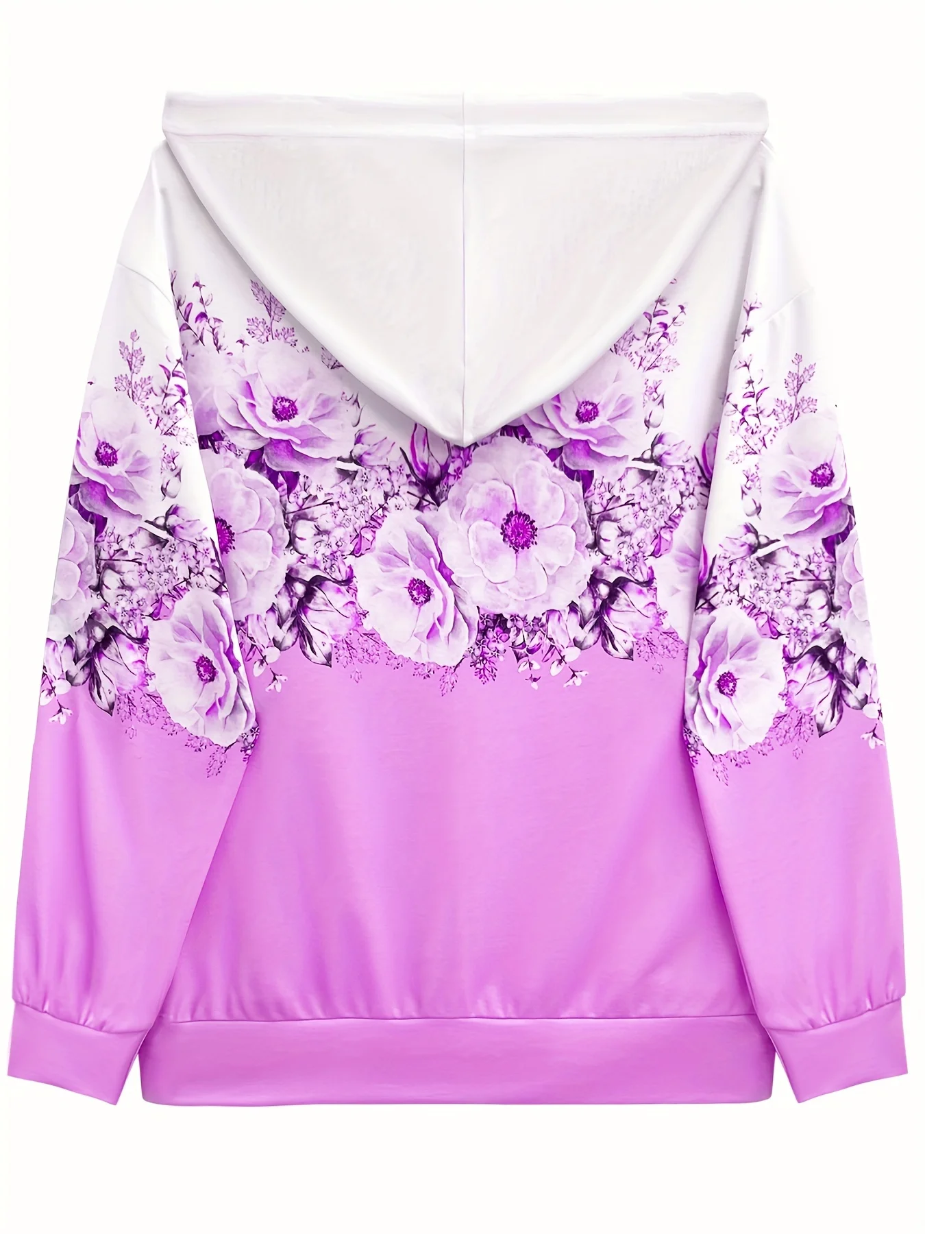 Cozy Plus Size Women's Floral Zip-Up Hoodie for Effortless Layering