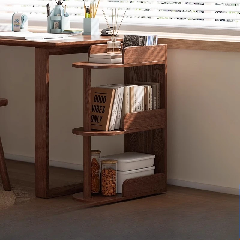 Solid wood bookshelf next to the desk, household living room, small reading bookcase, creative and simple storage shelf, sofa ed