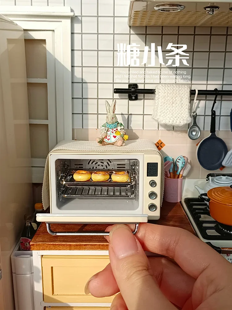 Dollhouse Mini Oven Microwave Baking Dish Kitchen Electrical Model Furniture Accessories for Doll House Decor Kid Pretend Toy