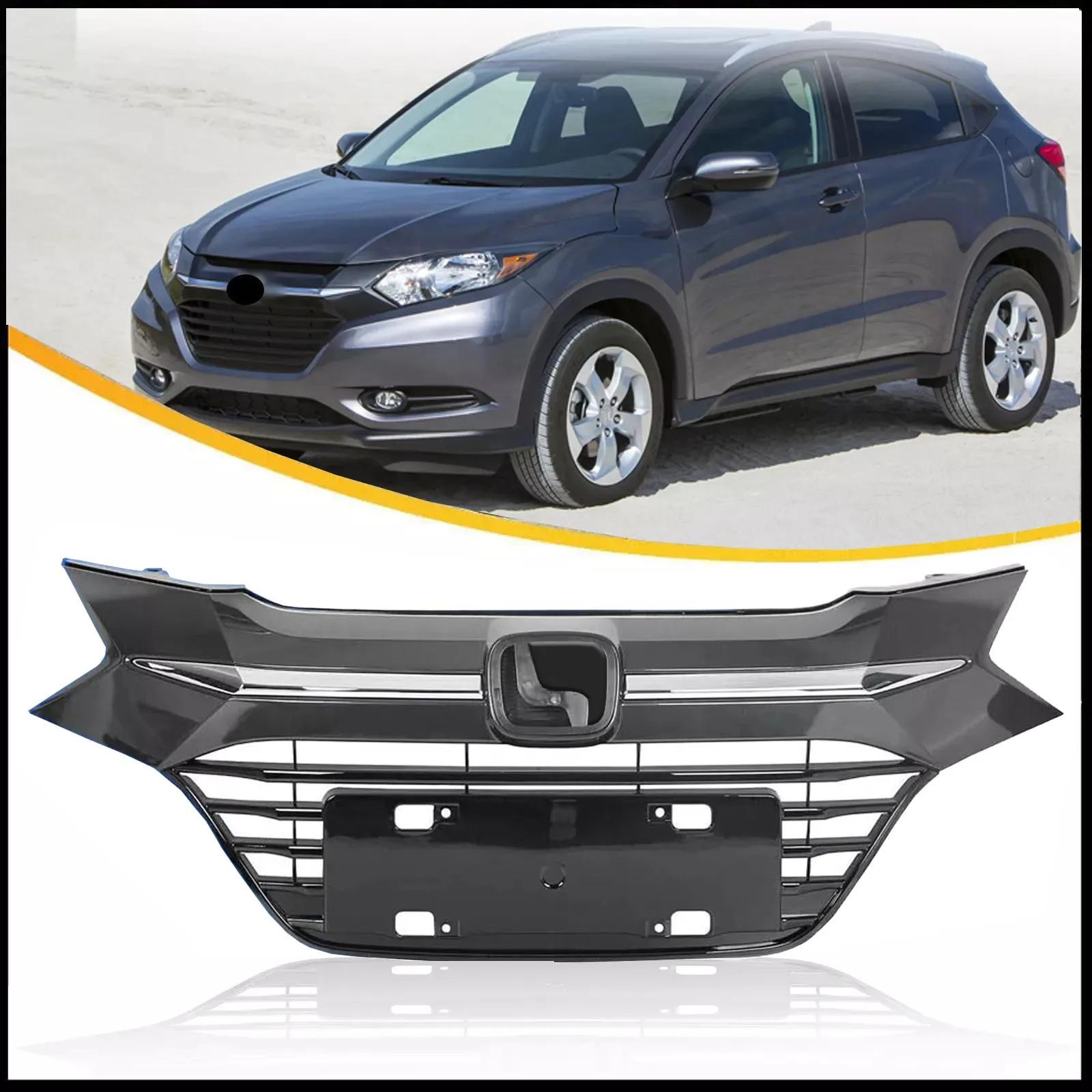 

Chrome Front Upper Bumper Grill Grille Factory FIT 2016 2017 2018 Honda HR-V HRV