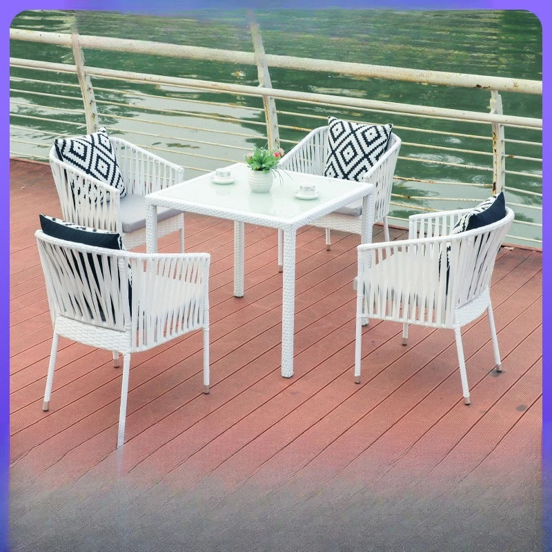 

Customizable outdoor rattan tables and chairs three-piece set