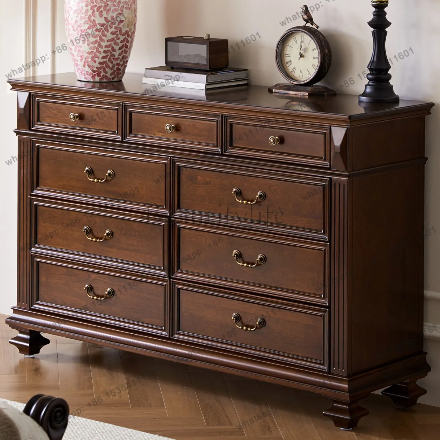 XX American-style solid wood bed-foot storage bedroom storage cabinet, master bedroom storage cabinet