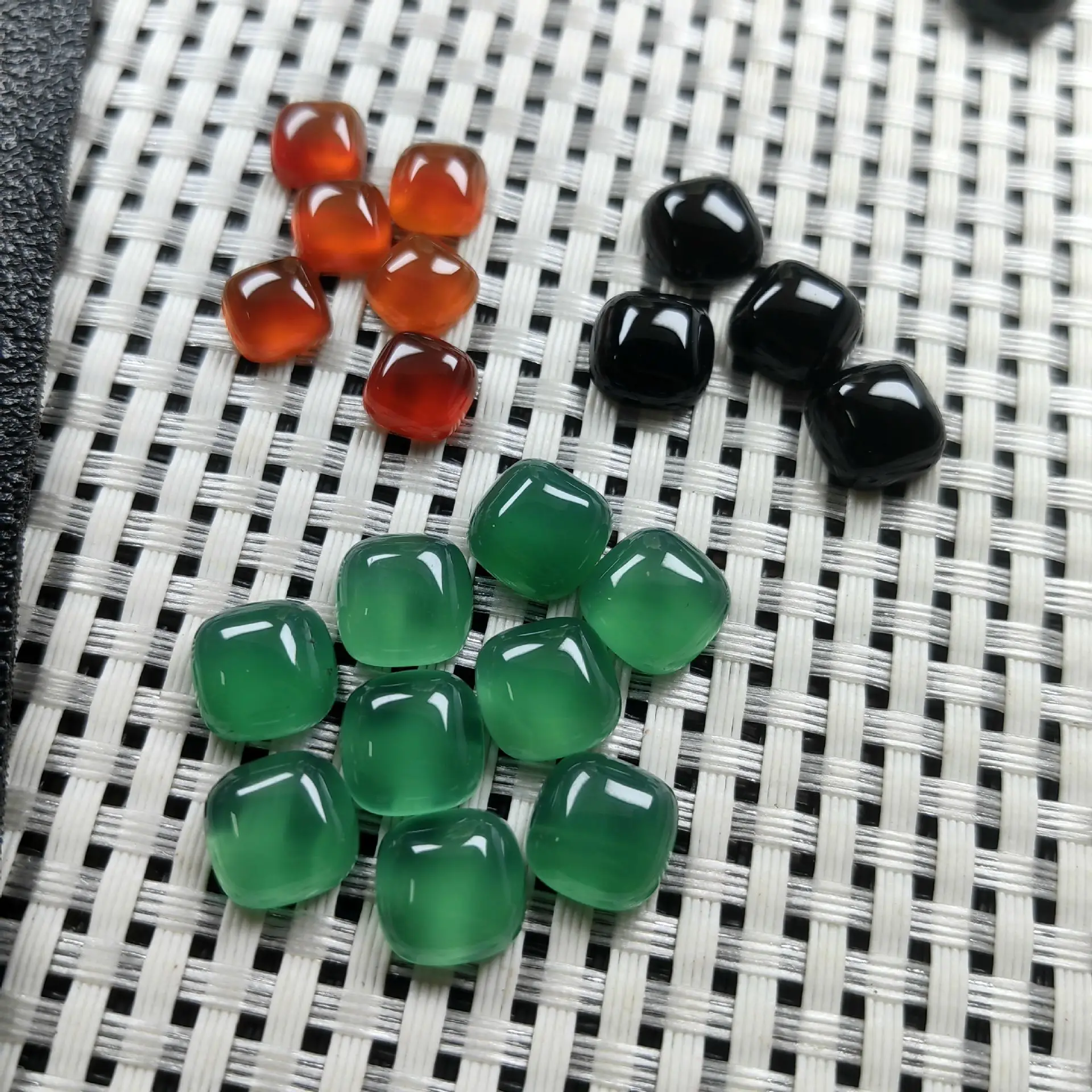 Wholesale 5pcs/pack Natural Black Agate Onyx,Green Agate,Red Agate 8mm 10mm Cushion Cabochon Square Gemstone Jewelry Ring Face