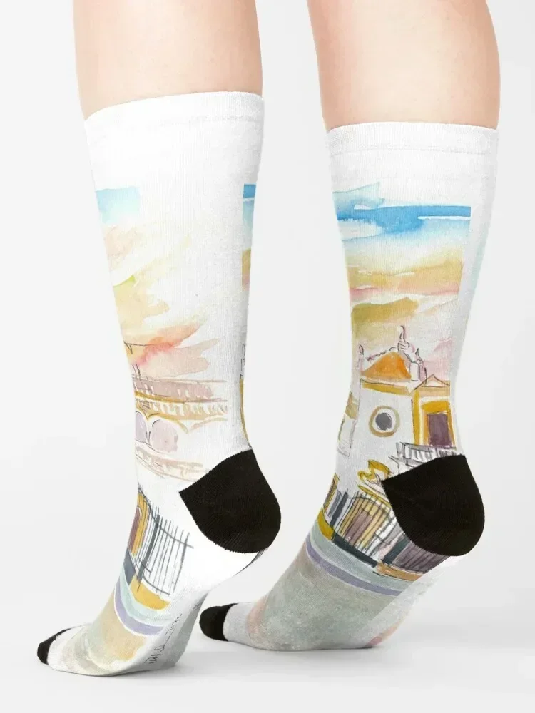 Seville Plaza De Toros Maestranza In Andalusia Spain Socks Rugby fashionable new year with print Men Socks Women's