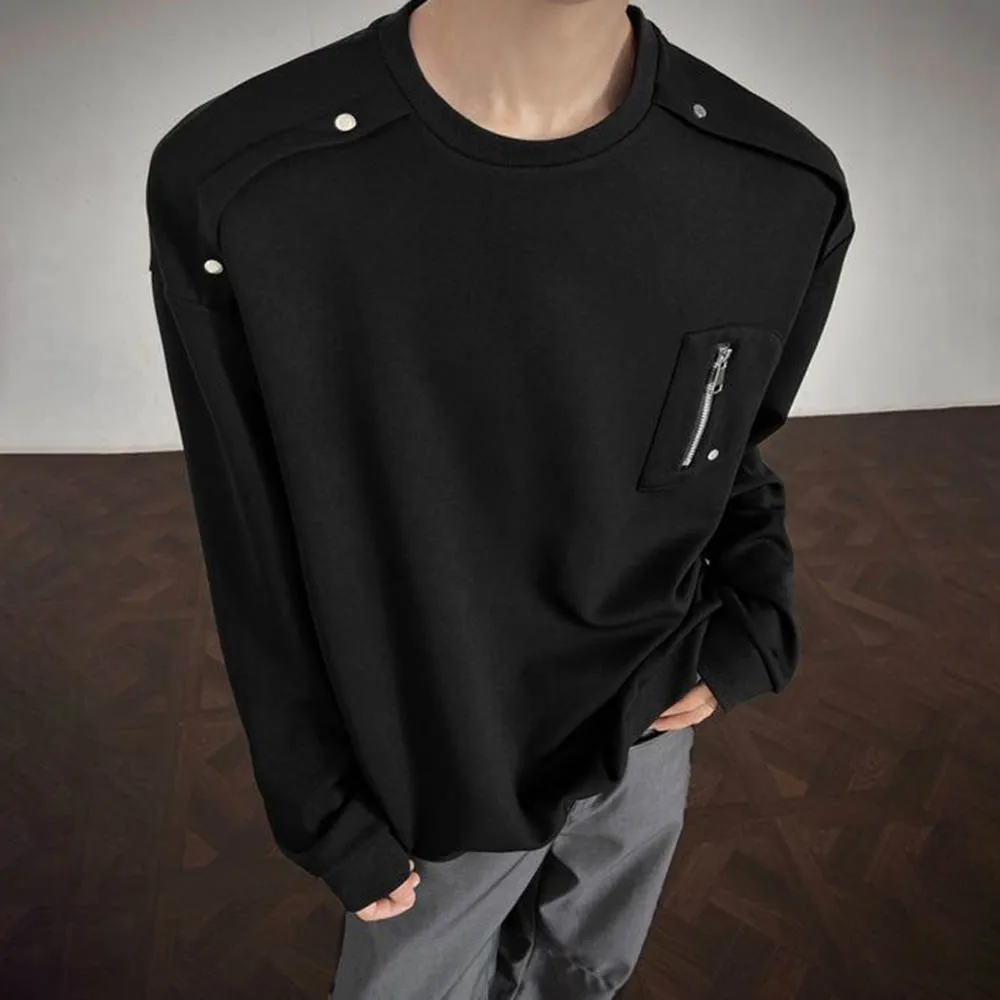 

Autumn Male Solid Color Deconstructed Long-Sleeved T-Shirt American Retro Fashion Trend Street Casual Loose Niche Men's Top 2025