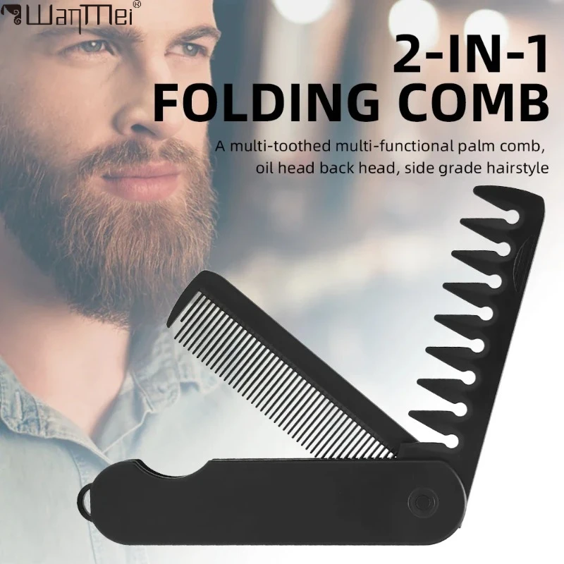 Barber Hair Clipper Folding Combs Multifuncional Plastic Wide Tooth Oil Head Comb Beard Combing Two In One Styling Tools