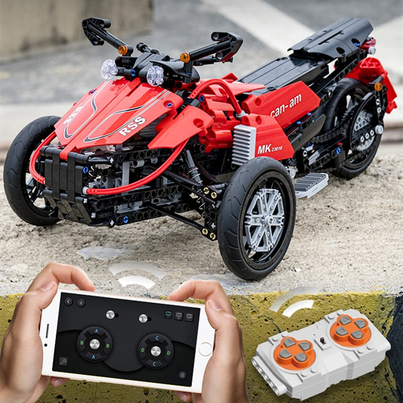 

IN STOCK Bombardierr Can Am Spyder Motorcycle RC Racing Dual Creativity MOC 50021 Technolog Building Blocks Bricks Toys Fat Boy