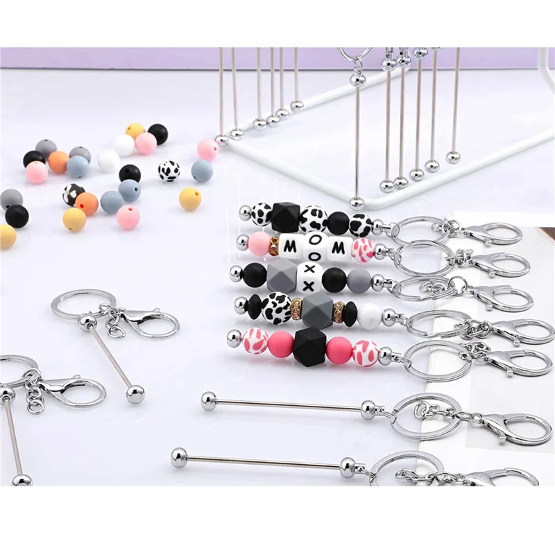 

Y51A-48 шт., брелок из бисера, бруски, оптом для бусин, сделай сам, пустой брелок, металлический брелок из бисера для брелка из бисера, поделки, серебро