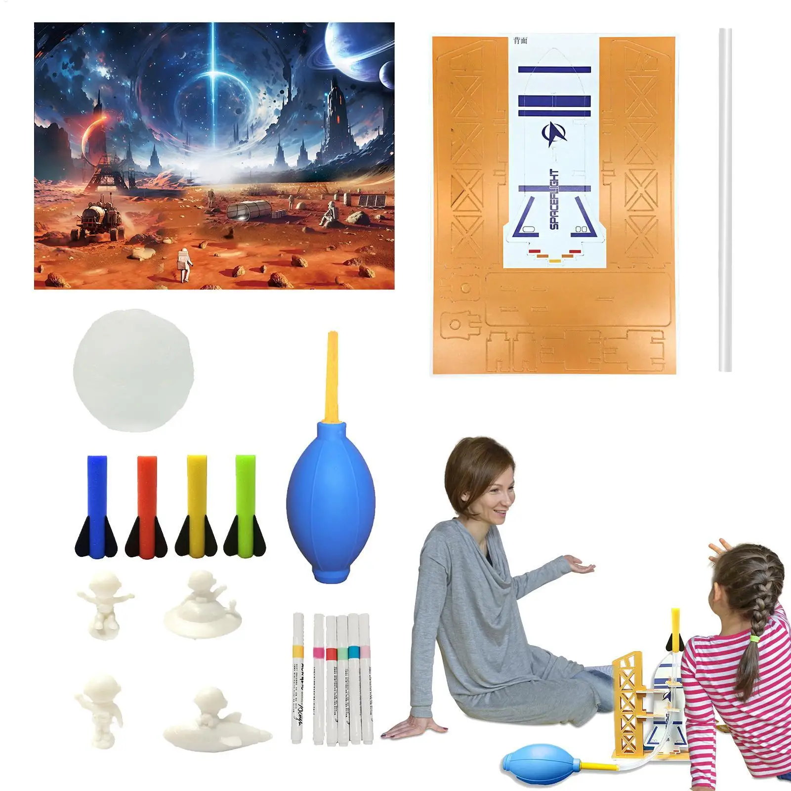 Brinquedos científicos para crianças, pintura de planeta, brinquedos de haste, jogos de aprendizagem criativos, atividades educacionais, aprendizagem pré-escolar