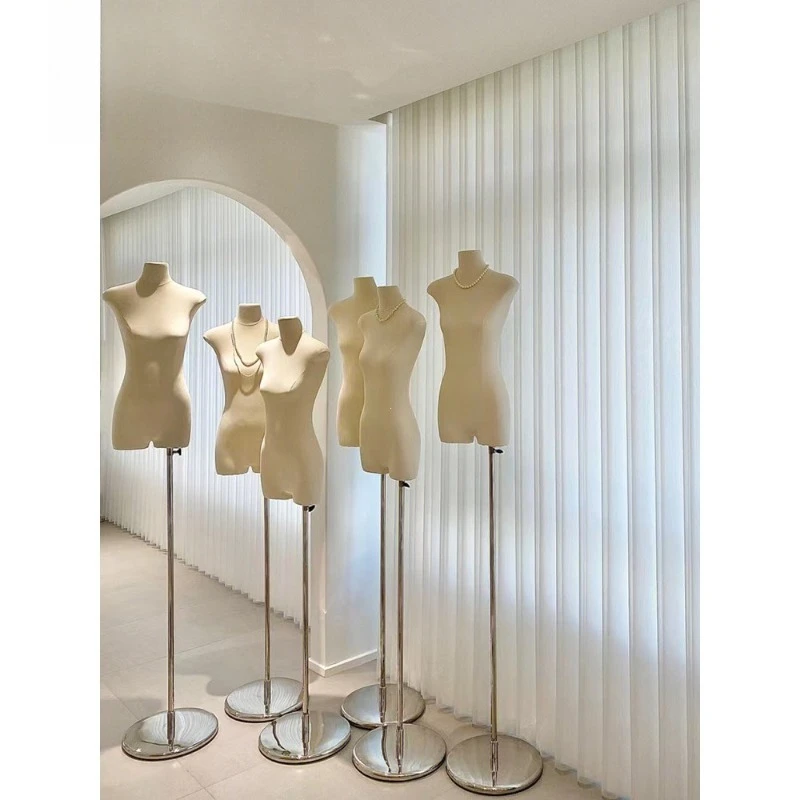 Clothing store model display shelves, women's clothing flat body flat chest dummy table half body window wedding doll props