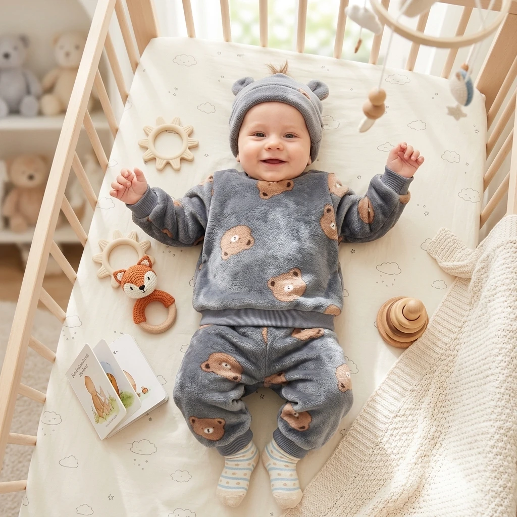 Sanlutoz Warm Long Sleeve Little Kids Animals 2Pcs Clothing Sets Winter Tops Trousers Cute