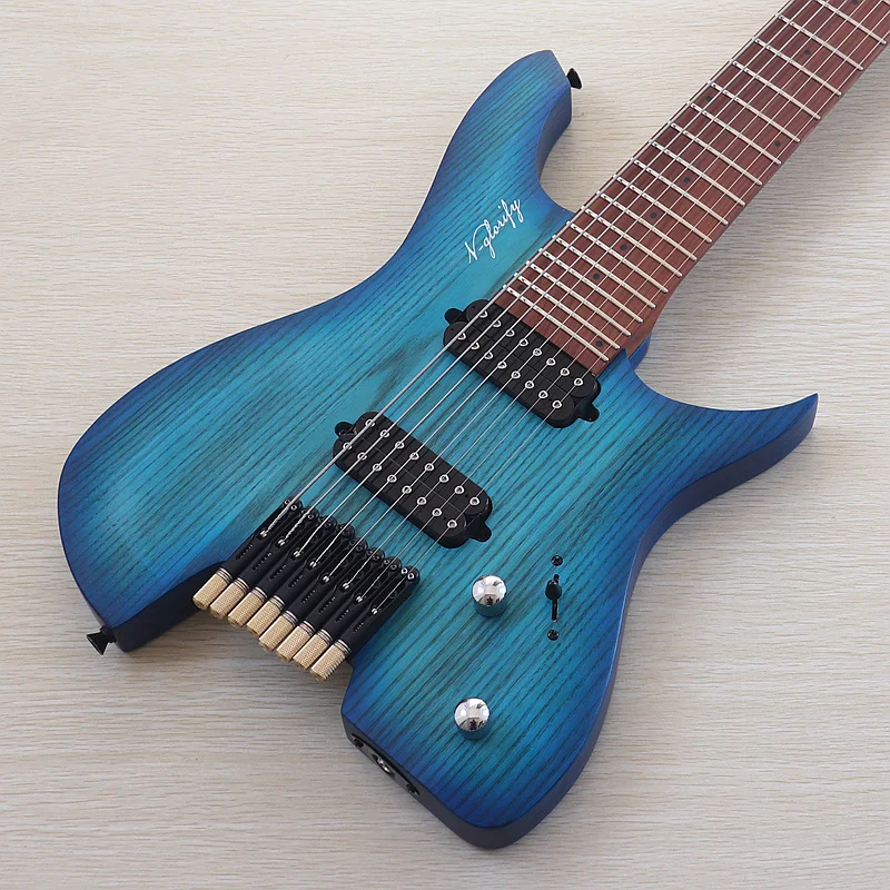 New Arrival 8 String Headless Electric Guitar 30 Inch Solid Ashwood Body Headless Guitar Roasted Maple Neck