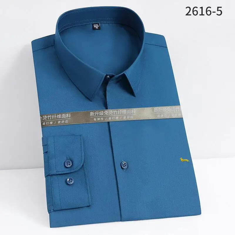 New Spring Men High Quality Casual Blouse Long Sleeve Cotton Keep Warm Harmont Solid Slim Fit Embroidery Business Blaine Shirts