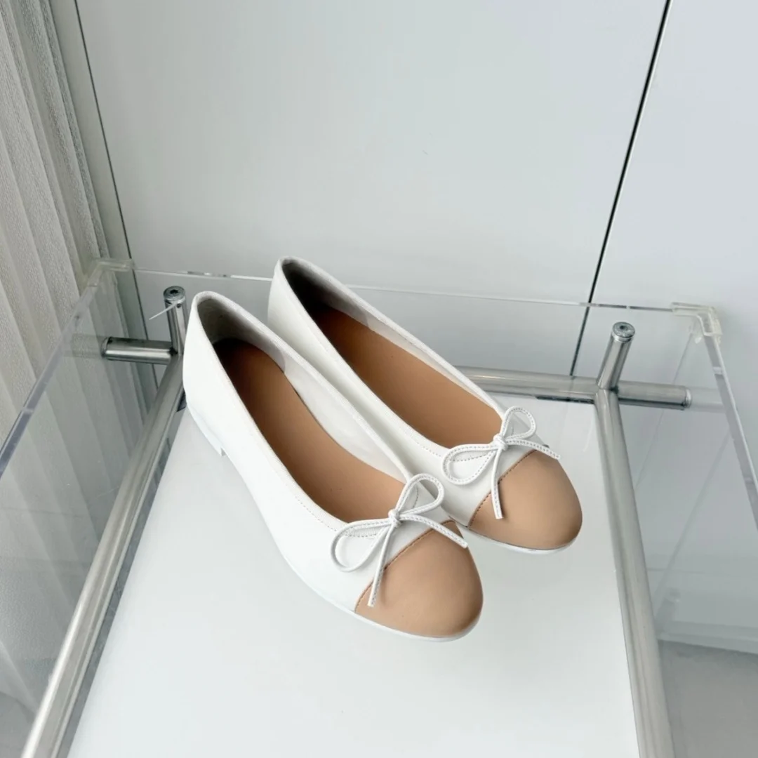 Luxury Brand Women's Ballet Flats Dance Shoes Low-heel Shoes Bow-Detail Outdoor Hiking Shoes Materials Sheepskin Minimalist view 3