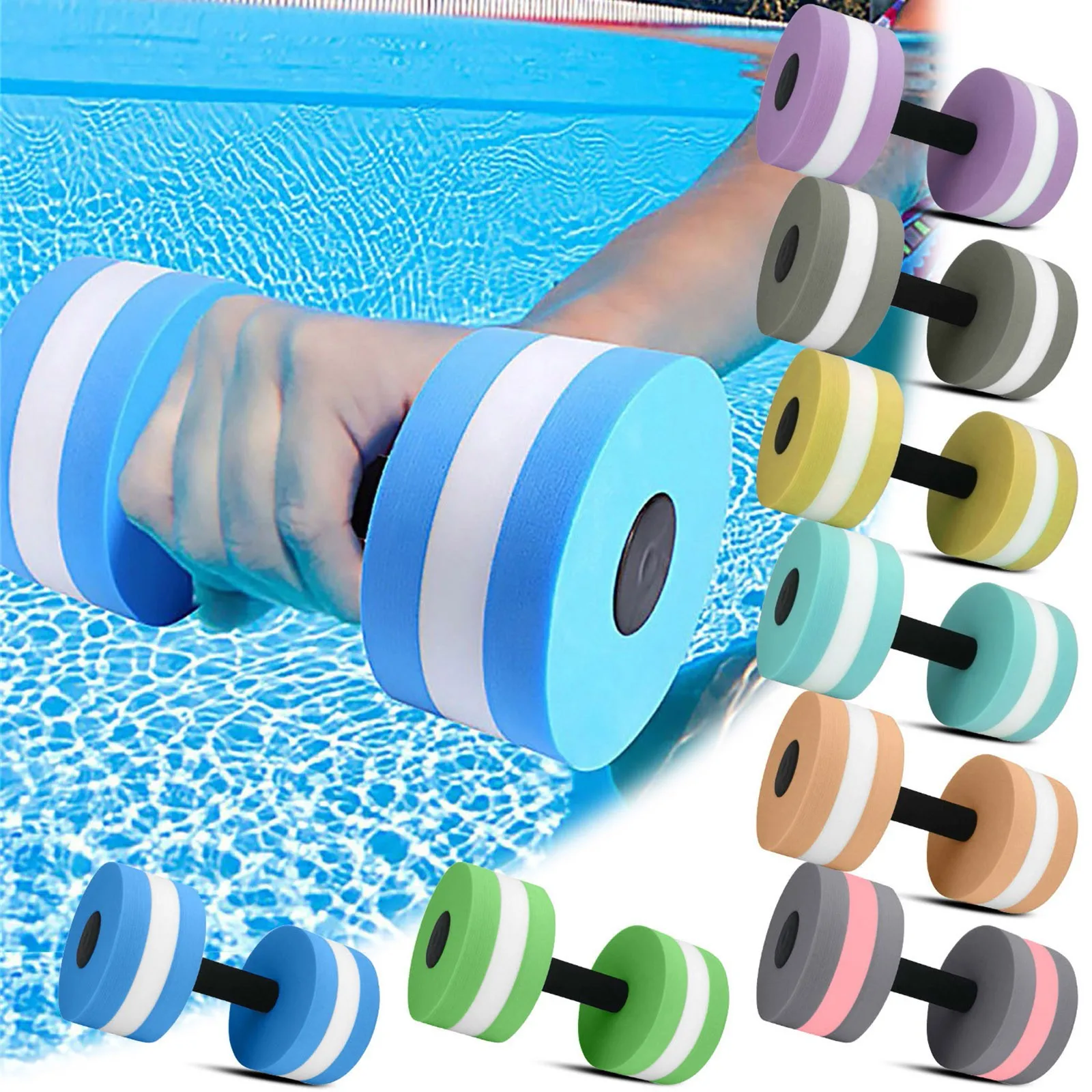 Mancuerna flotante para gimnasio y natación, peso del agua, aeróbic, Fitness, piscina, natación en agua, barra para ejercicio acuático, pesas de espuma EVA para Fitness
