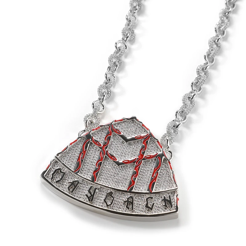 Hip Hop 5A+ CZ Stone Paved Bling Iced Out Triangle Pendants Necklaces for Men Rapper Jewelry Silver Color Drop Shipping