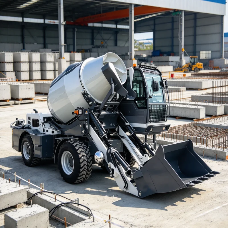4WD Self-Loading Concrete Mixer Mobile Automatic Feeding Cement Mixing Truck for Rural Road Construction