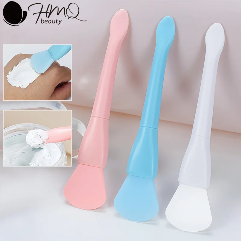 فرشاة قناع الوجه من السيليكون مزدوجة الأطراف قابلة لإعادة الاستخدام 2 في 1 فرش تنظيف يدوية أقنعة الوجه قضيب ملعقة لوازم العناية بالبشرة #1